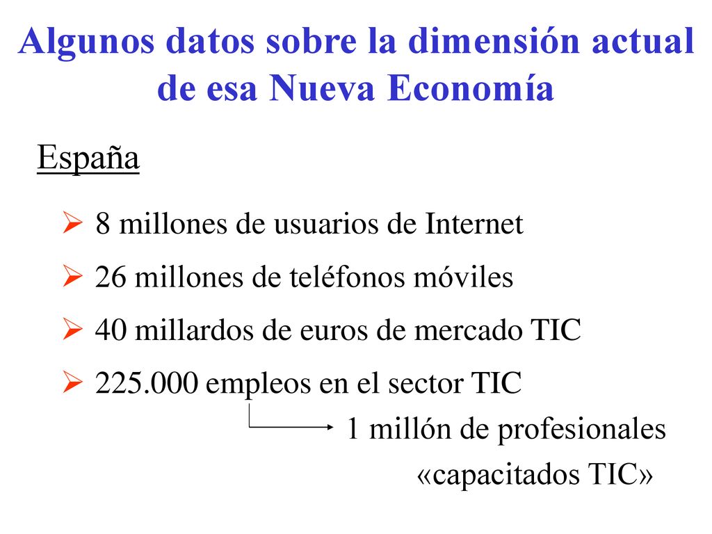 Algunos datos sobre la dimensión actual de esa Nueva Economía