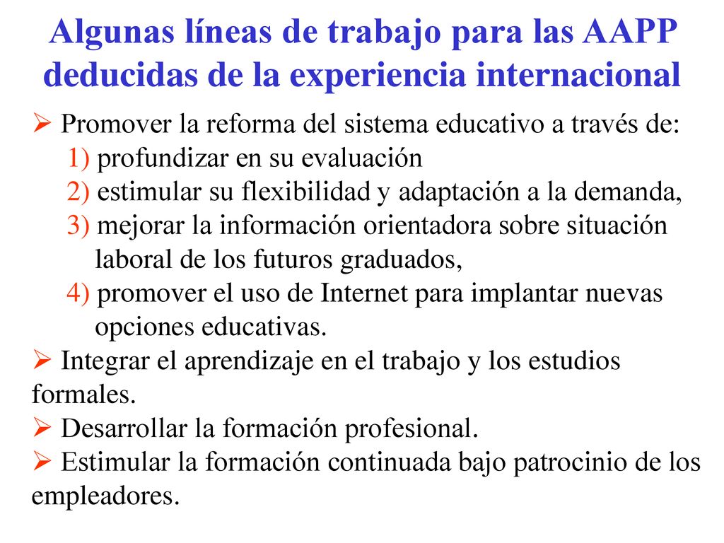 Algunas líneas de trabajo para las AAPP deducidas de la experiencia internacional