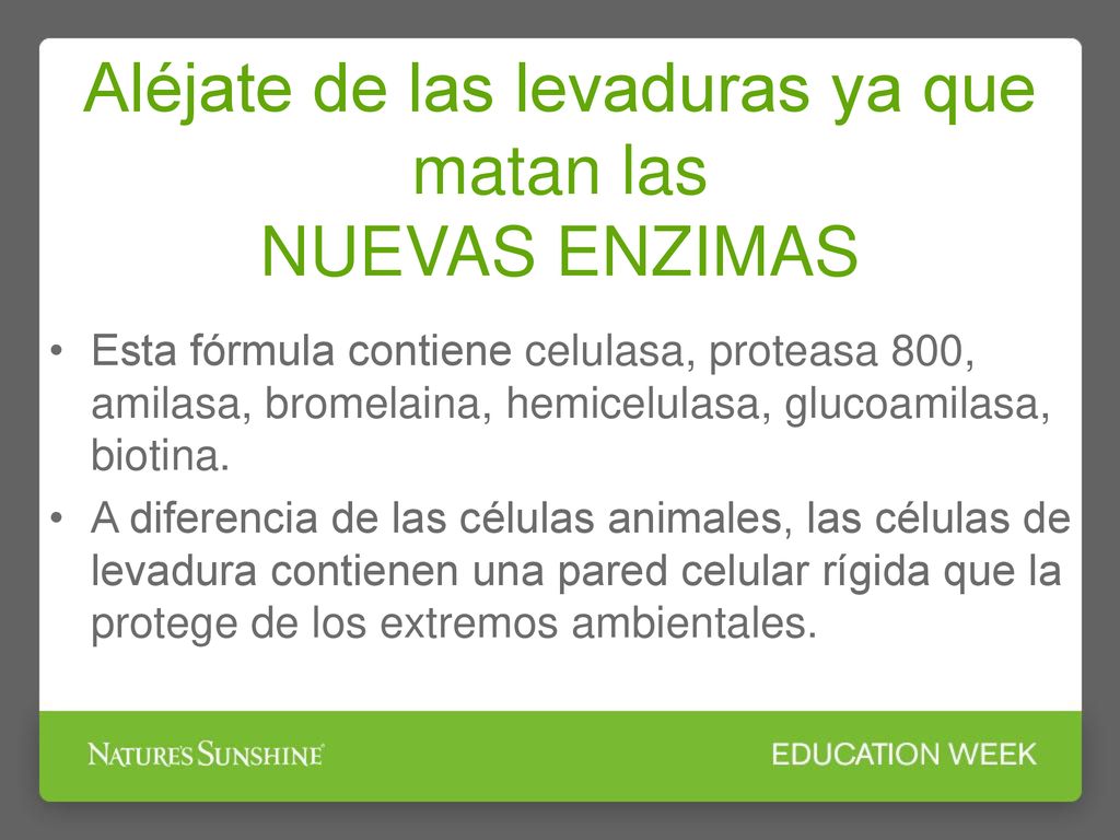 Aléjate de las levaduras ya que matan las NUEVAS ENZIMAS