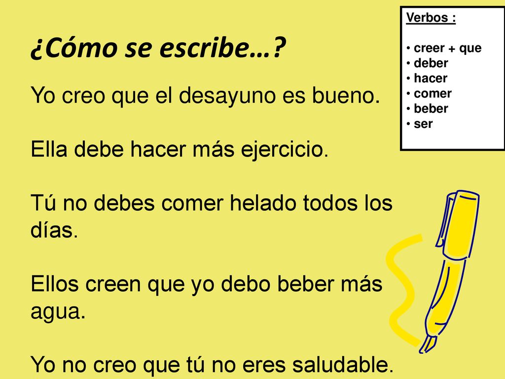 ¿Cómo se escribe… Yo creo que el desayuno es bueno.