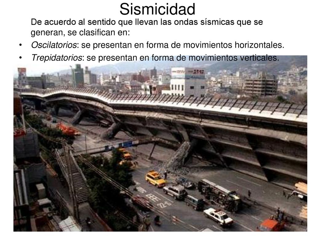 Sismicidad De acuerdo al sentido que llevan las ondas sísmicas que se generan, se clasifican en: