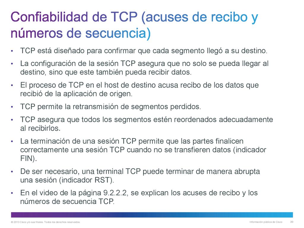 Confiabilidad de TCP (acuses de recibo y números de secuencia)