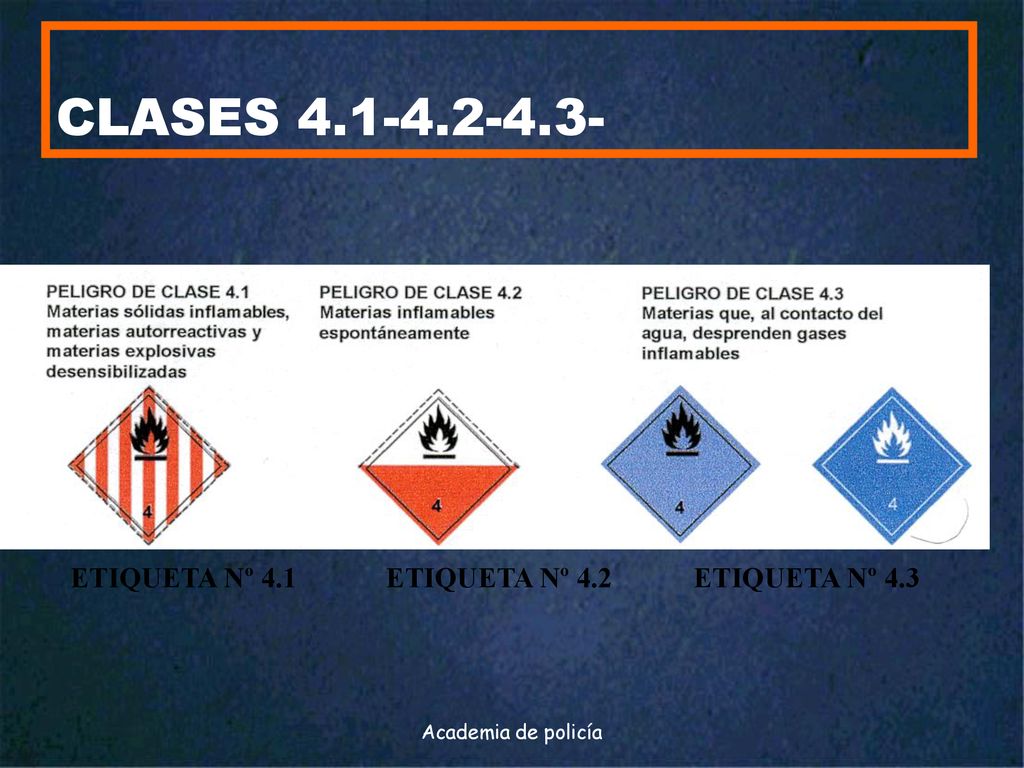 CLASES ETIQUETA Nº 4.1 ETIQUETA Nº 4.2 ETIQUETA Nº 4.3