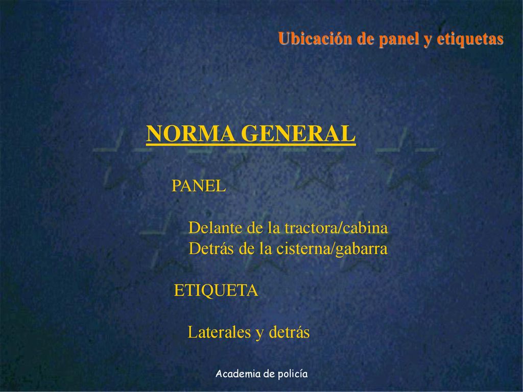 Ubicación de panel y etiquetas