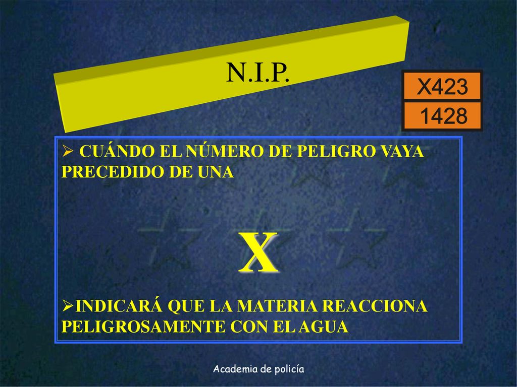 X N.I.P. CUÁNDO EL NÚMERO DE PELIGRO VAYA PRECEDIDO DE UNA