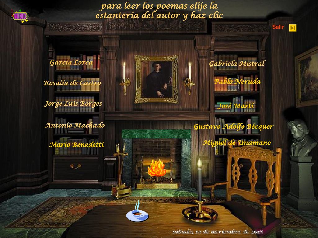 para leer los poemas elije la estantería del autor y haz clic