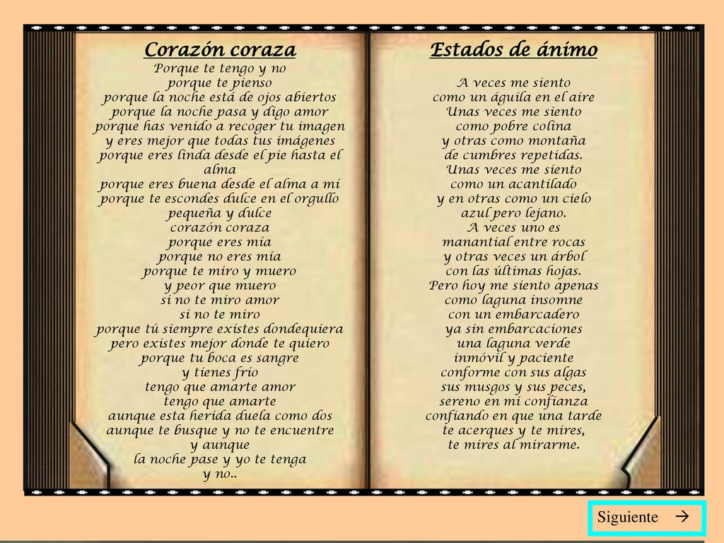 Corazón coraza Estados de ánimo Siguiente  Porque te tengo y no