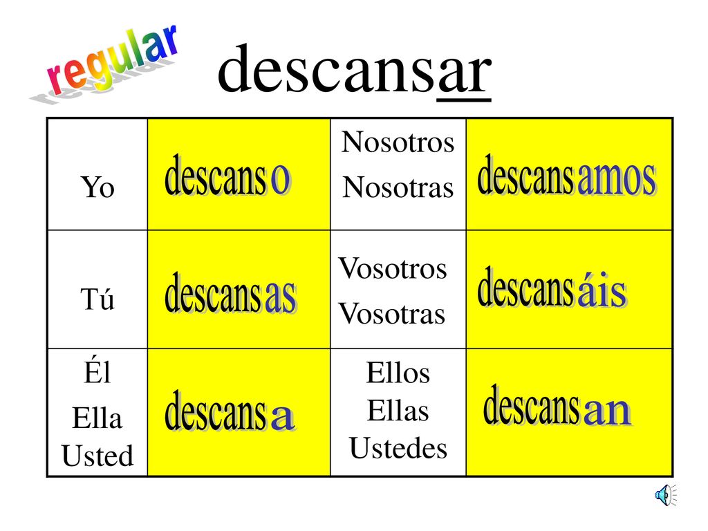 descansar regular descans descans o amos descans descans áis as