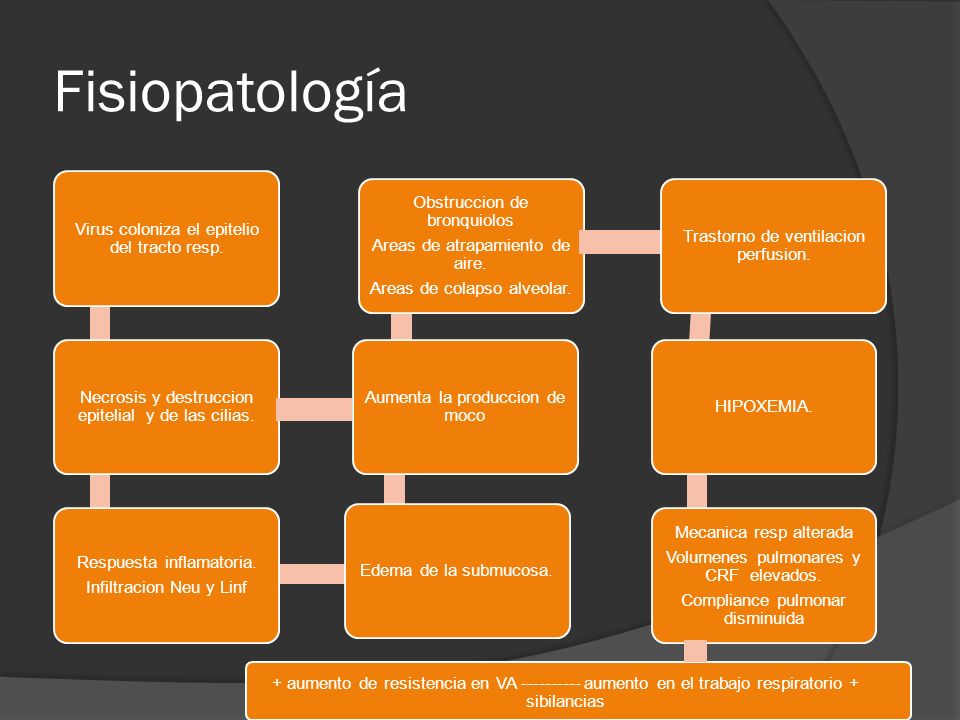 Fisiopatología Virus coloniza el epitelio del tracto resp. Necrosis y destruccion epitelial y de las cilias.