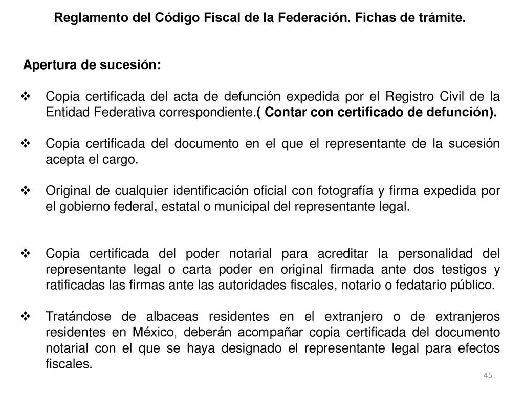 Reglamento del Código Fiscal de la Federación. Fichas de trámite.
