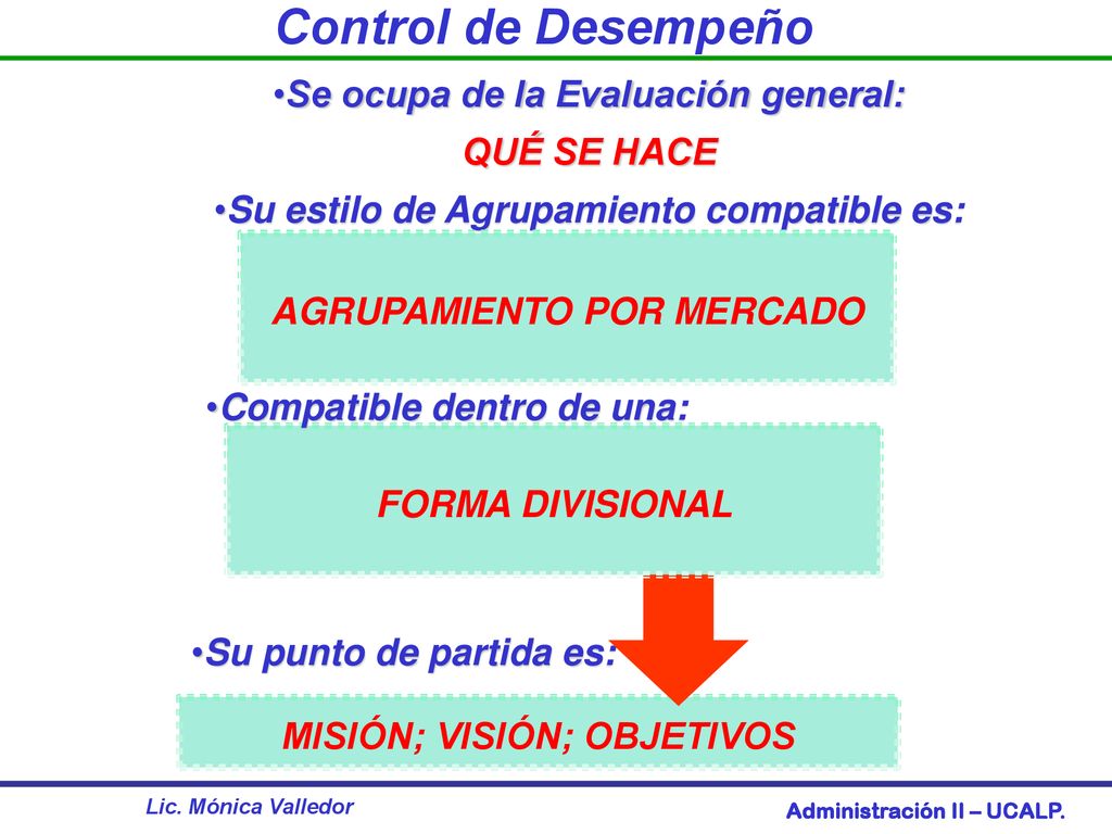 Control de Desempeño Se ocupa de la Evaluación general: QUÉ SE HACE