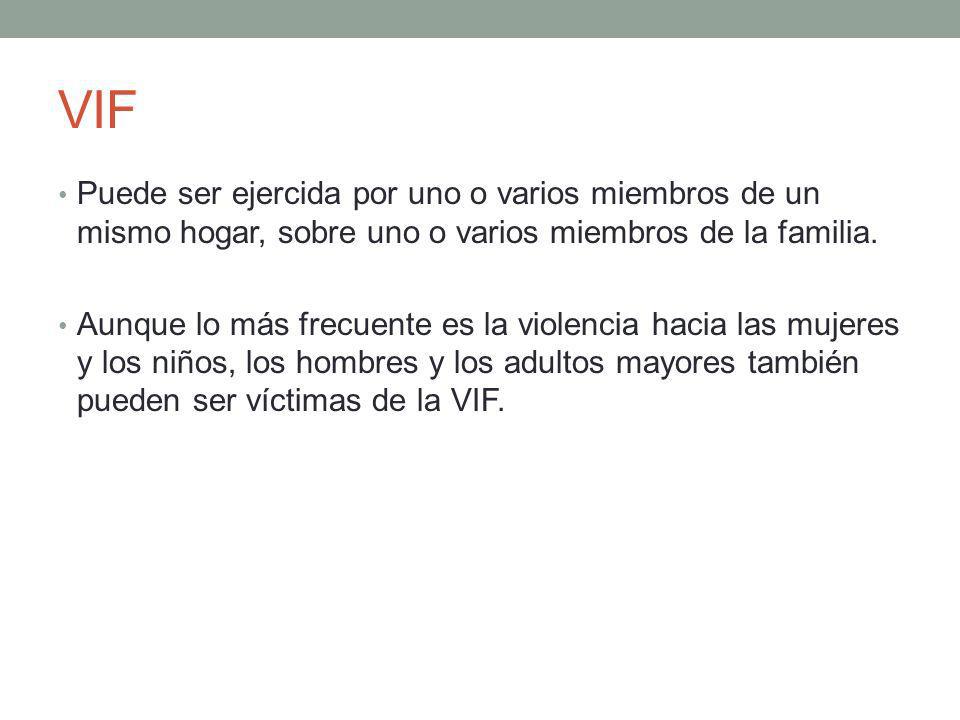 VIF Puede ser ejercida por uno o varios miembros de un mismo hogar, sobre uno o varios miembros de la familia.