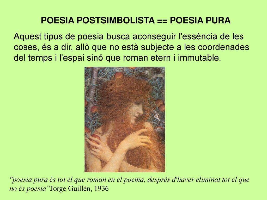 POESIA POSTSIMBOLISTA == POESIA PURA