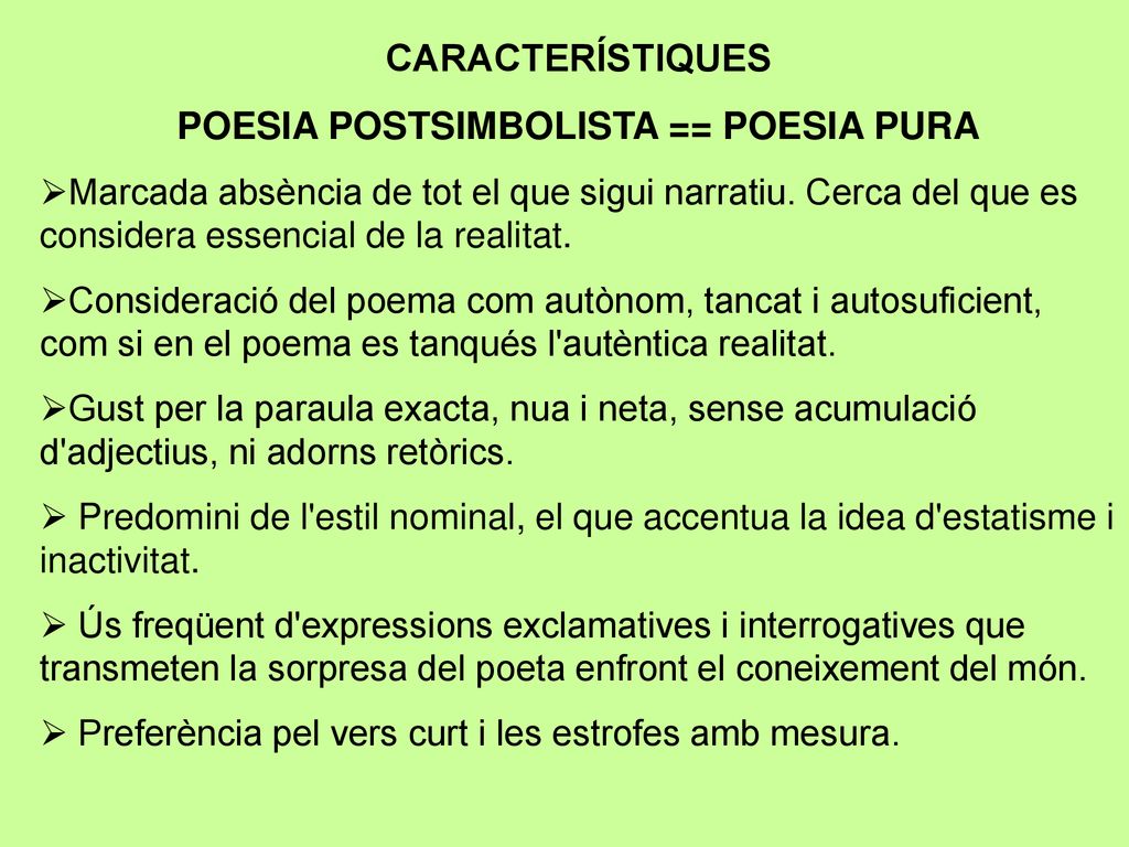 POESIA POSTSIMBOLISTA == POESIA PURA