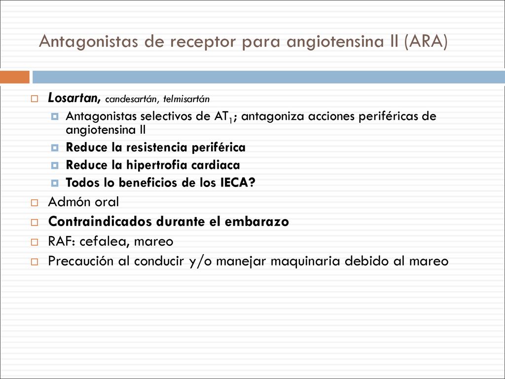 Antagonistas de receptor para angiotensina II (ARA)