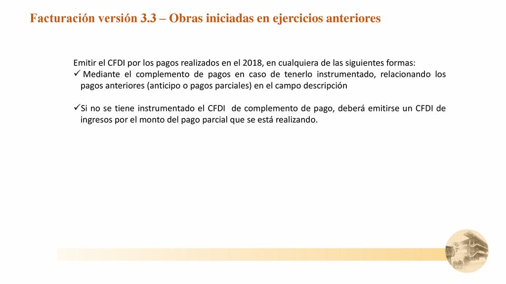 Facturación versión 3.3 – Obras iniciadas en ejercicios anteriores