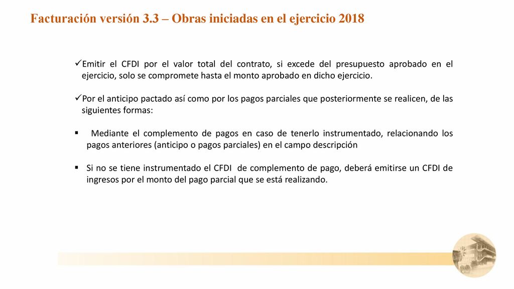 Facturación versión 3.3 – Obras iniciadas en el ejercicio 2018