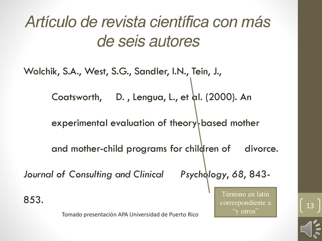 Artículo de revista científica con más de seis autores