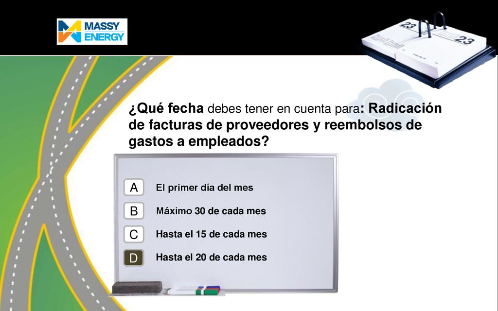 ¿Qué fecha debes tener en cuenta para: Radicación de facturas de proveedores y reembolsos de gastos a empleados