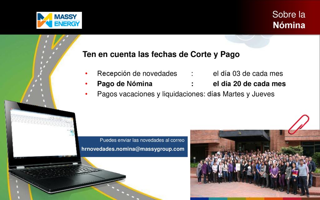 Sobre la Nómina Ten en cuenta las fechas de Corte y Pago