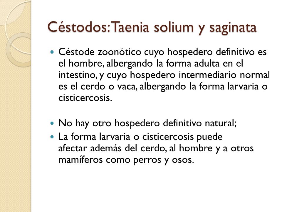Céstodos: Taenia solium y saginata