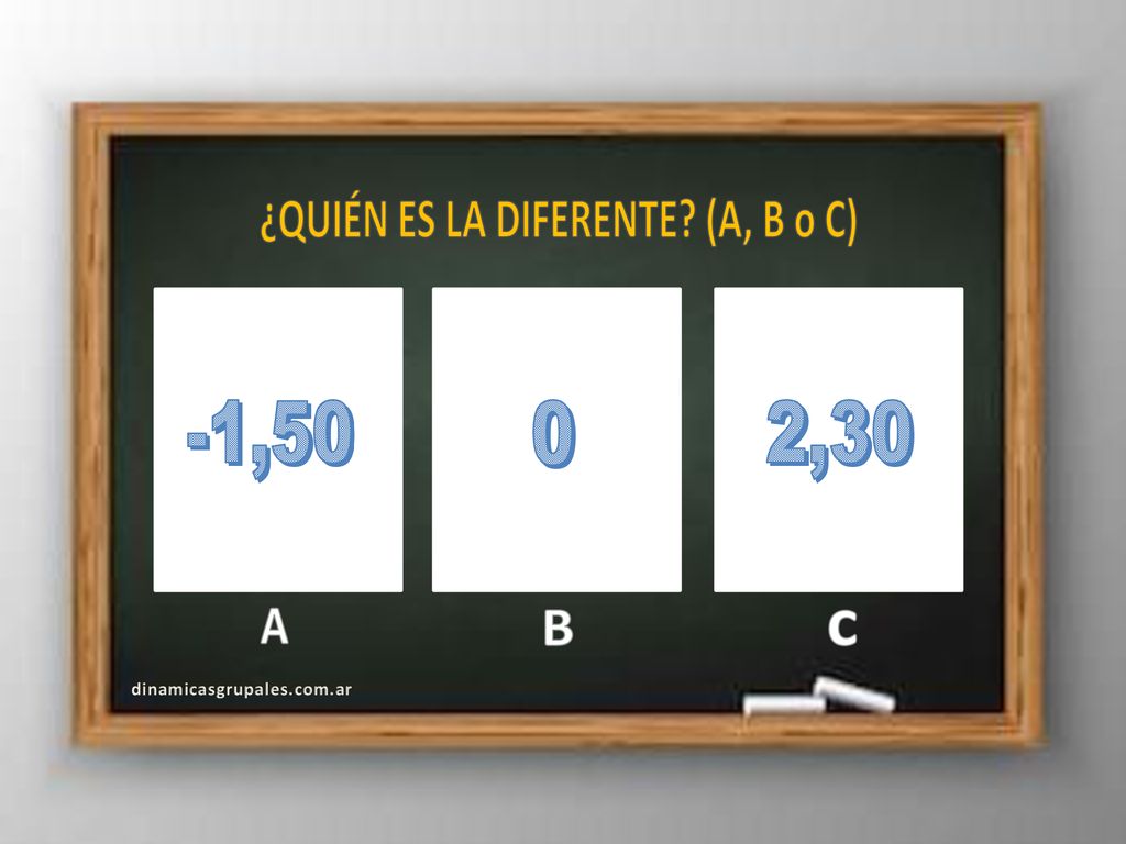 -1,50 2,30 ¿QUIÉN ES LA DIFERENTE (A, B o C) A B c