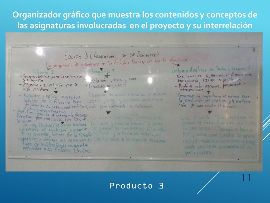 Organizador gráfico que muestra los contenidos y conceptos de las asignaturas involucradas en el proyecto y su interrelación