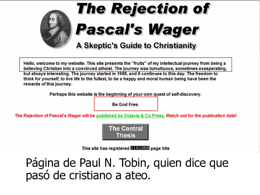 Página de Paul N. Tobin, quien dice que pasó de cristiano a ateo.