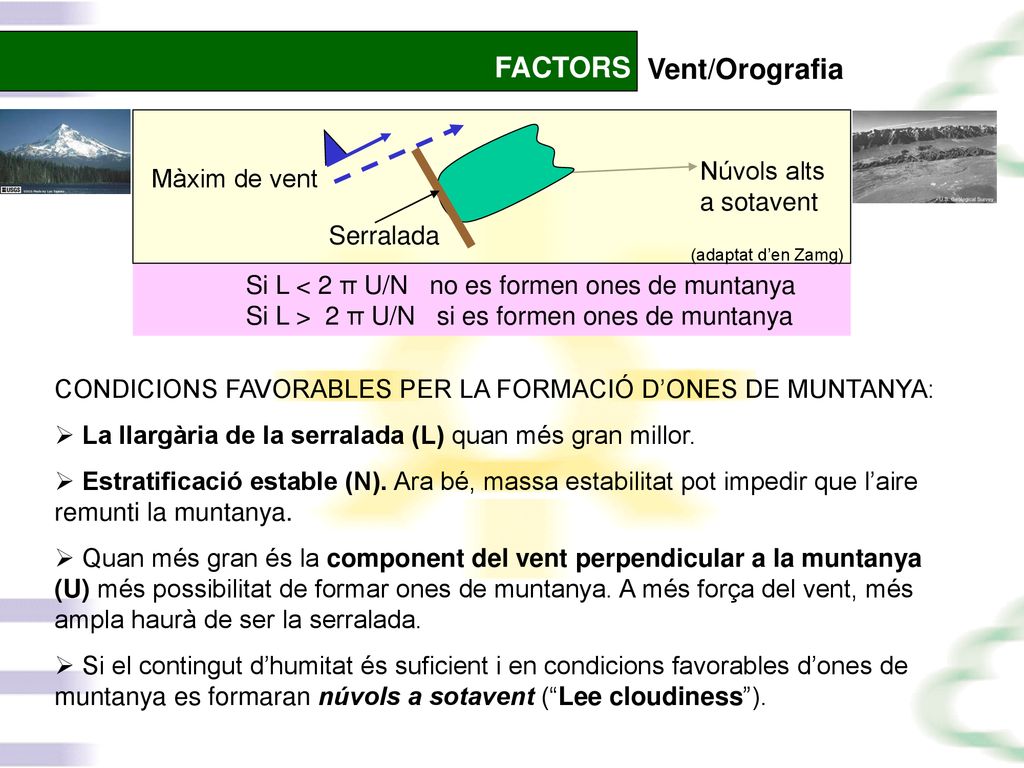 FACTORS Vent/Orografia Núvols alts a sotavent Màxim de vent Serralada