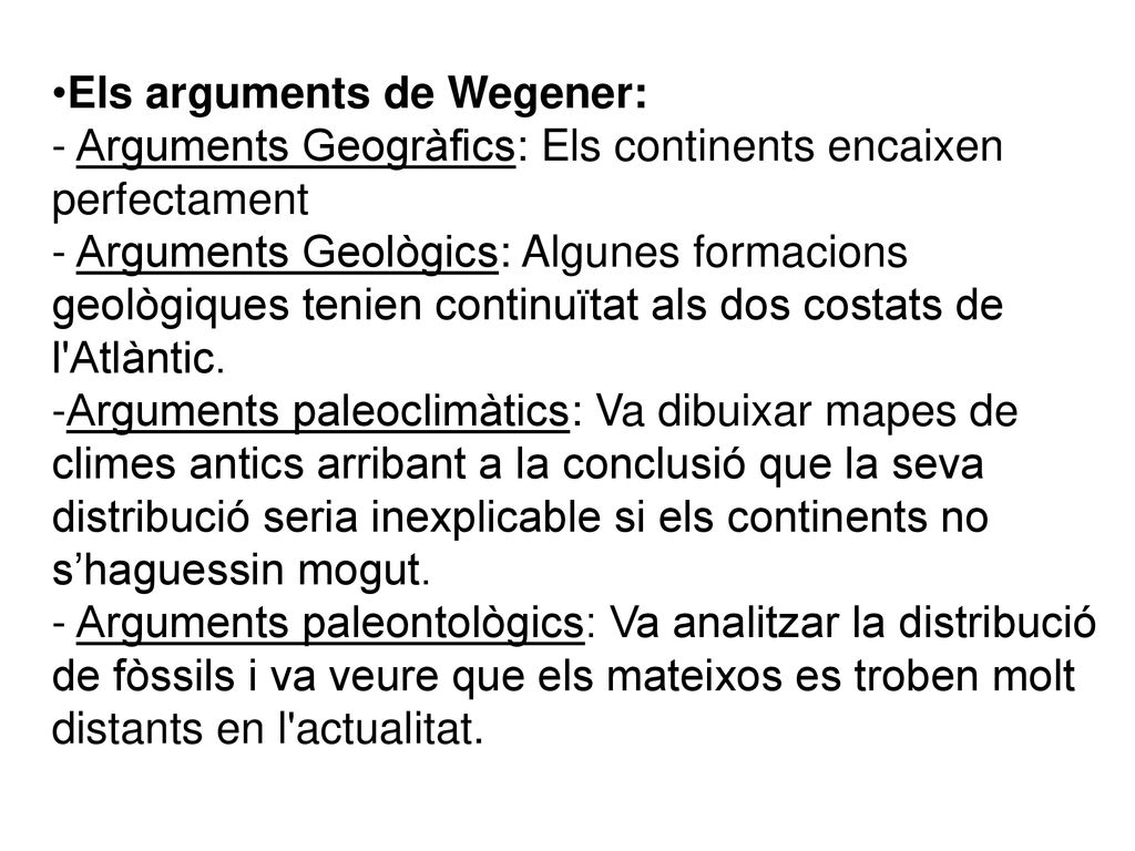 Els arguments de Wegener: