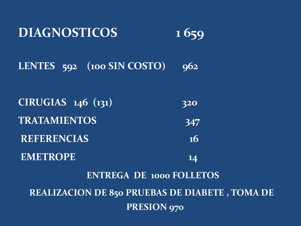 REALIZACION DE 850 PRUEBAS DE DIABETE , TOMA DE PRESION 970