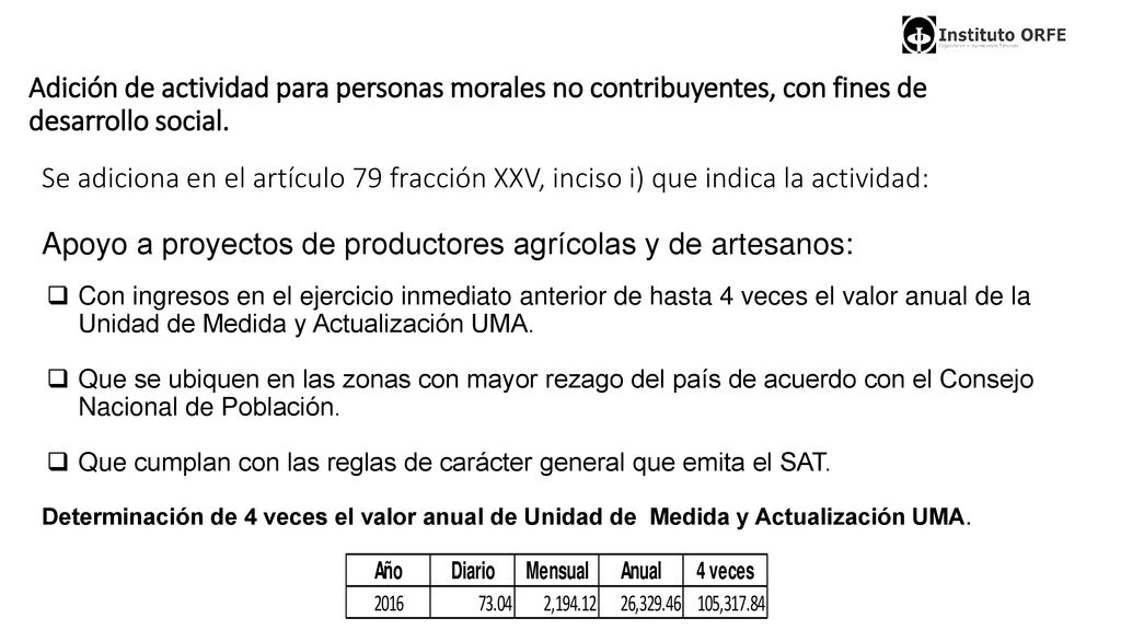 Adición de actividad para personas morales no contribuyentes, con fines de desarrollo social.