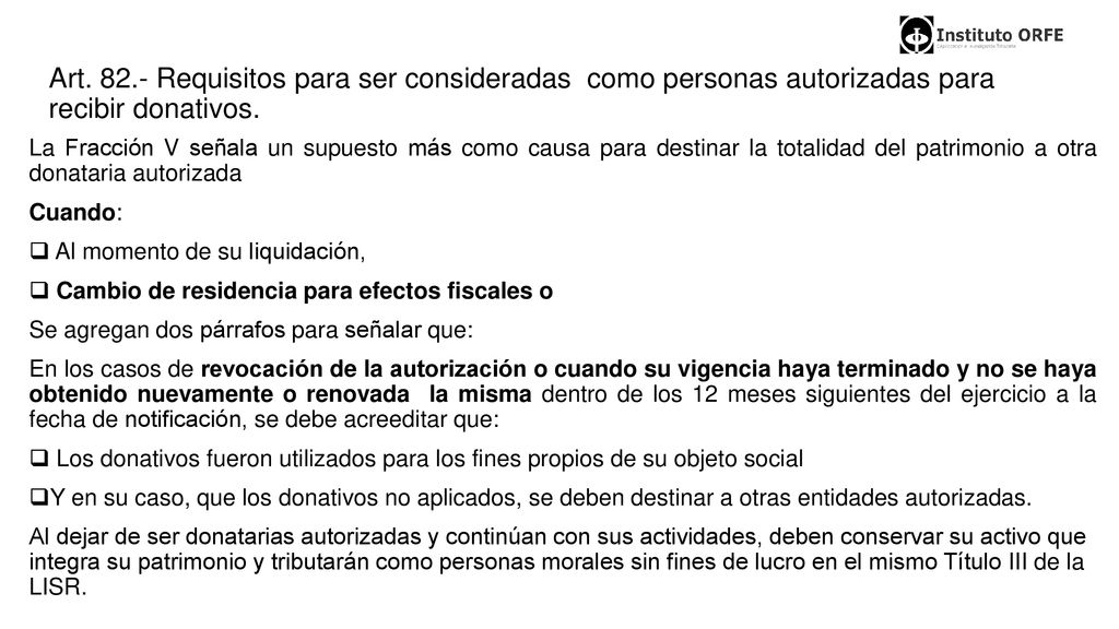 Art Requisitos para ser consideradas como personas autorizadas para recibir donativos.