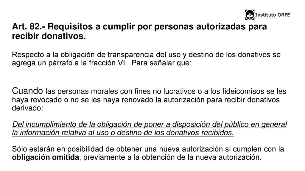Art Requisitos a cumplir por personas autorizadas para recibir donativos.
