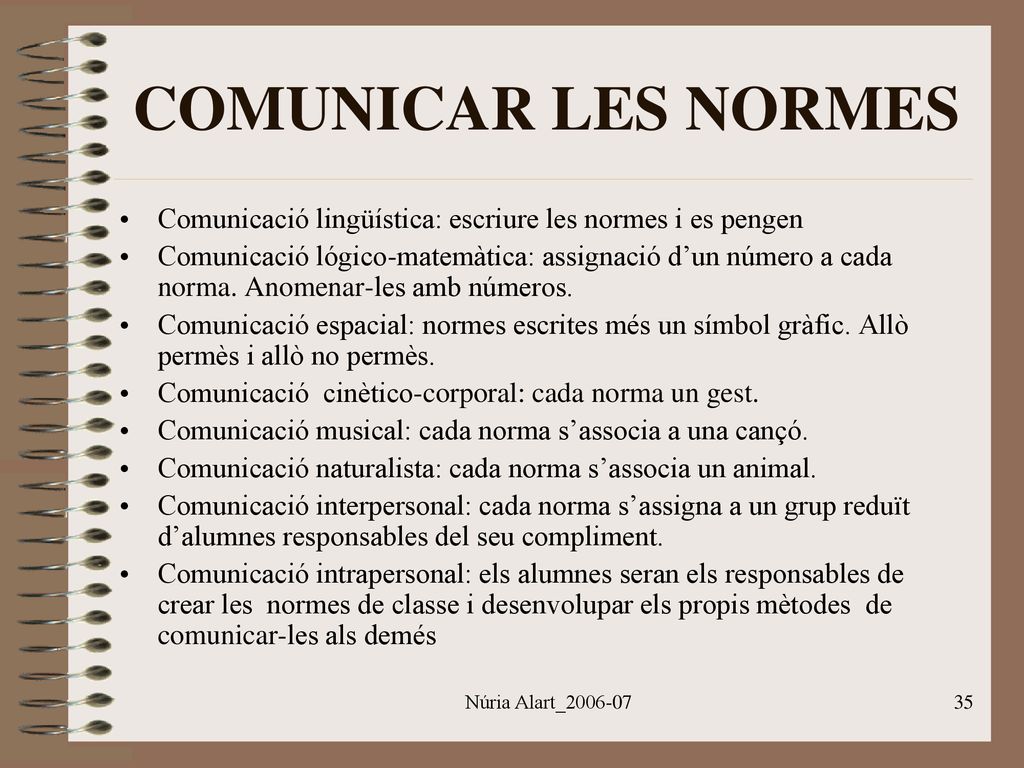 COMUNICAR LES NORMES Comunicació lingüística: escriure les normes i es pengen.