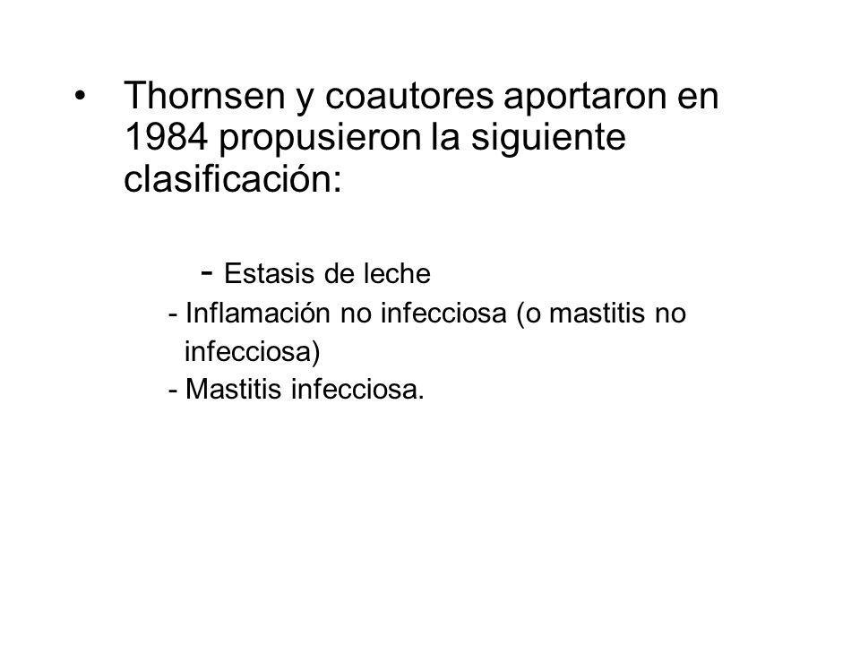 Thornsen y coautores aportaron en 1984 propusieron la siguiente clasificación: