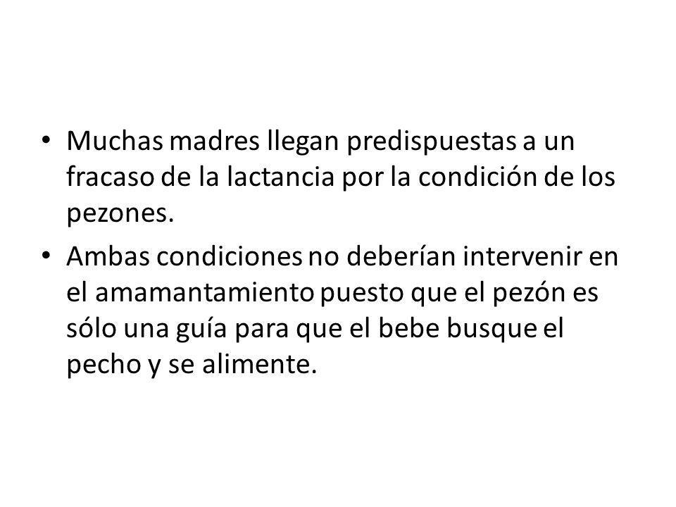 Muchas madres llegan predispuestas a un fracaso de la lactancia por la condición de los pezones.