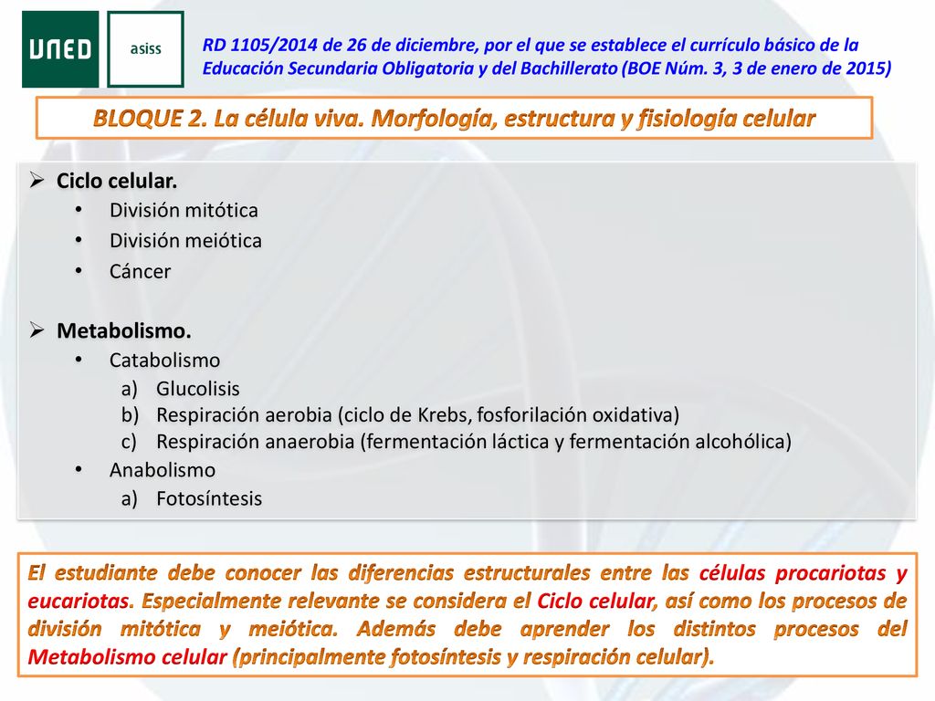 BLOQUE 2. La célula viva. Morfología, estructura y fisiología celular