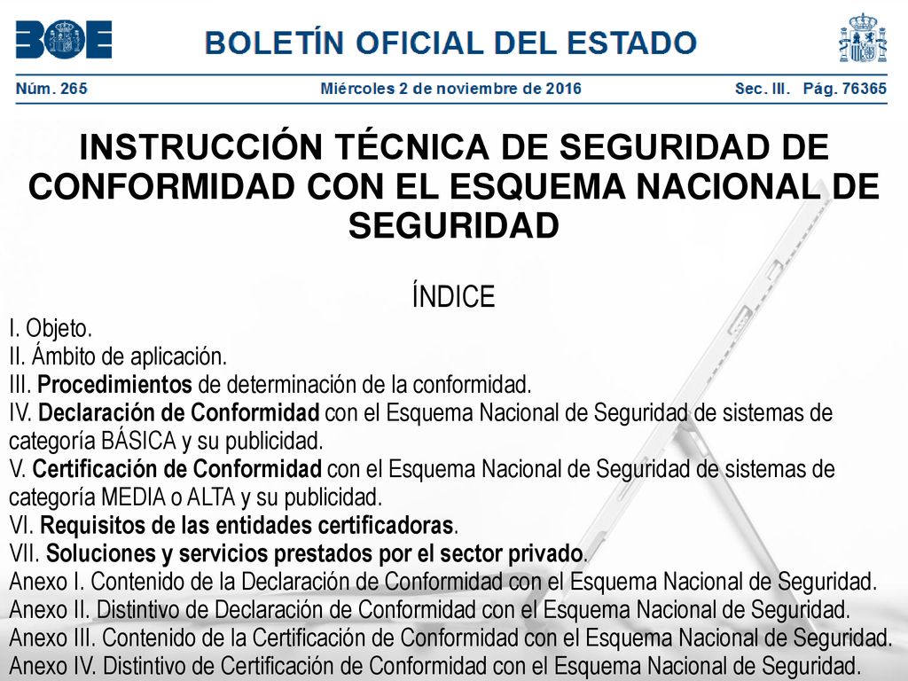 INSTRUCCIÓN TÉCNICA DE SEGURIDAD DE CONFORMIDAD CON EL ESQUEMA NACIONAL DE SEGURIDAD