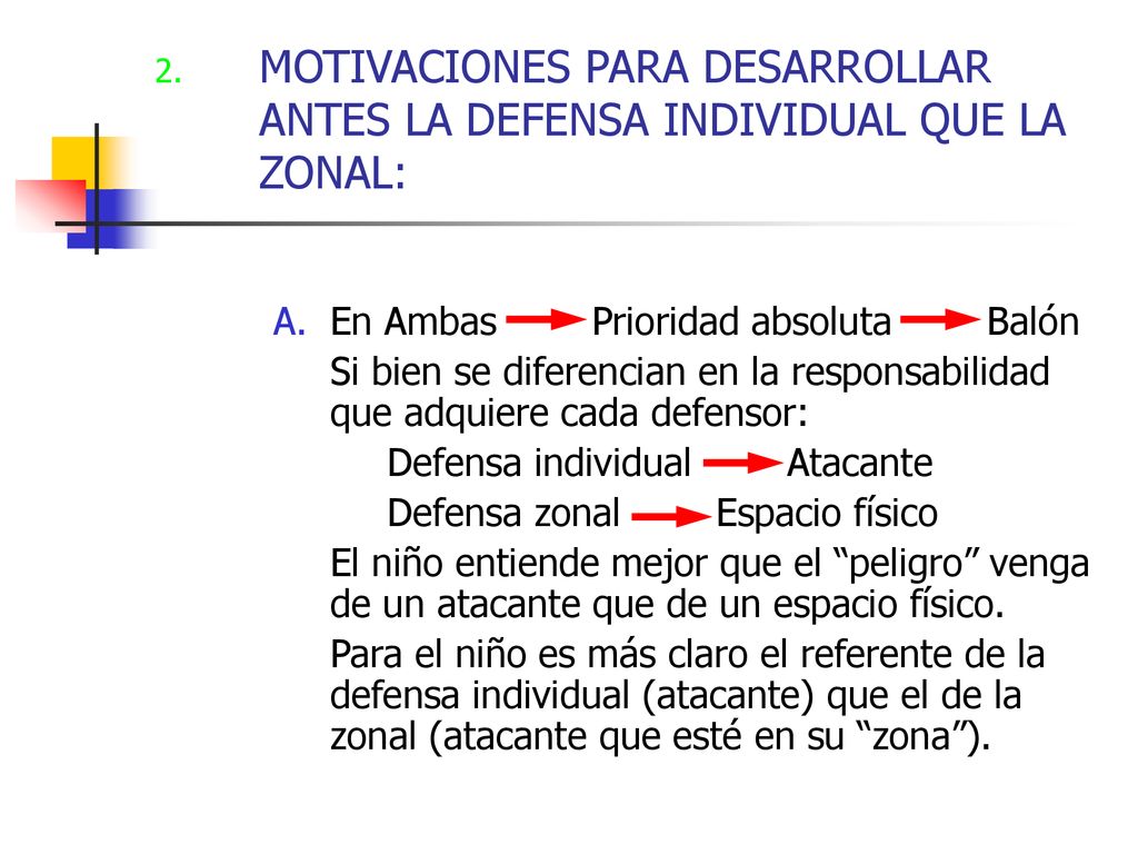 MOTIVACIONES PARA DESARROLLAR ANTES LA DEFENSA INDIVIDUAL QUE LA ZONAL: