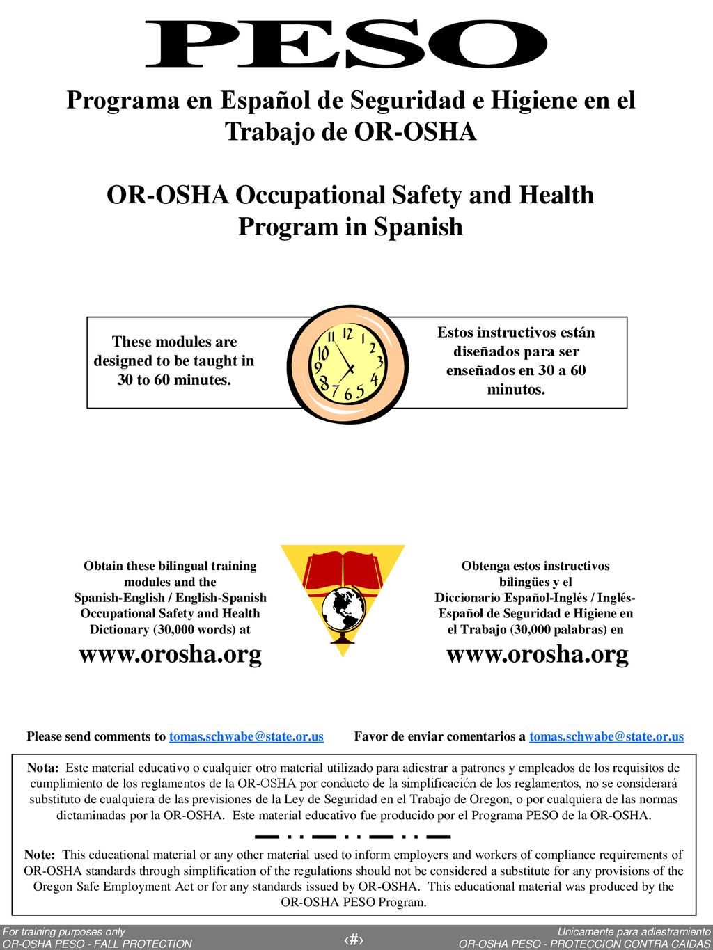 Programa en Español de Seguridad e Higiene en el Trabajo de OR-OSHA