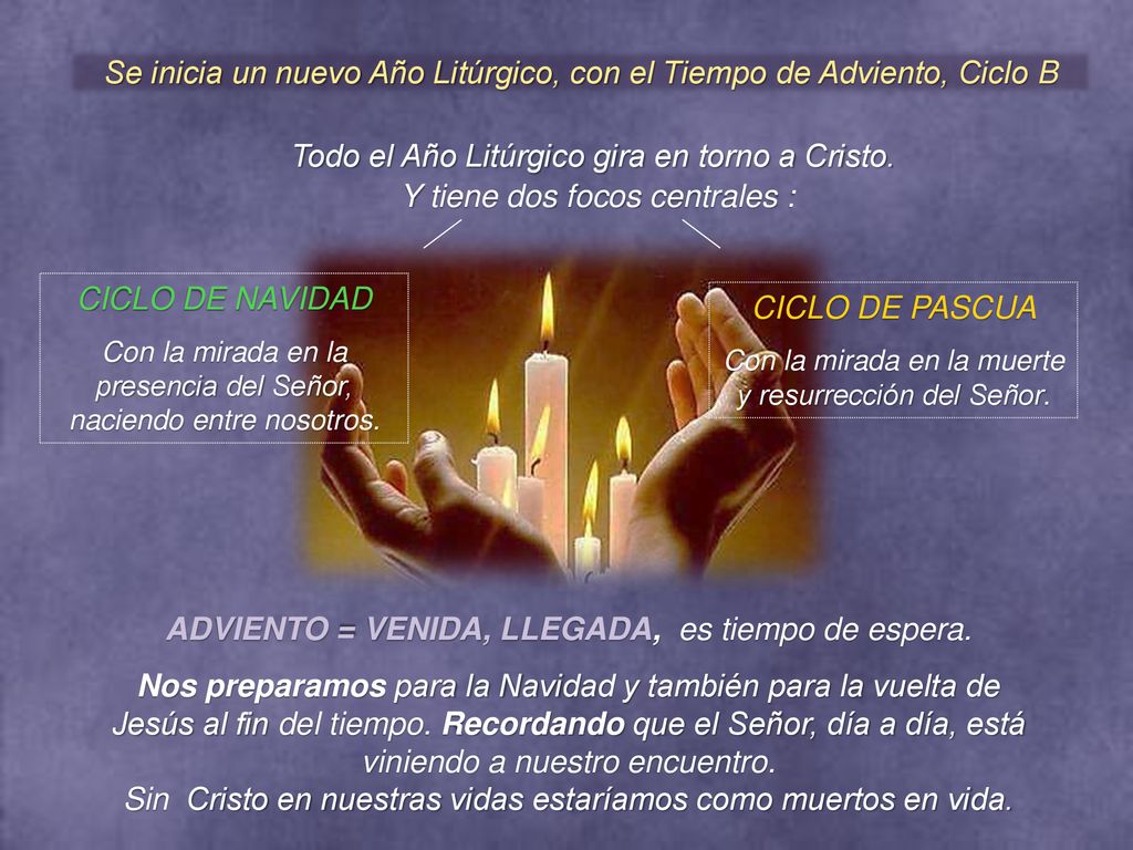 Se inicia un nuevo Año Litúrgico, con el Tiempo de Adviento, Ciclo B