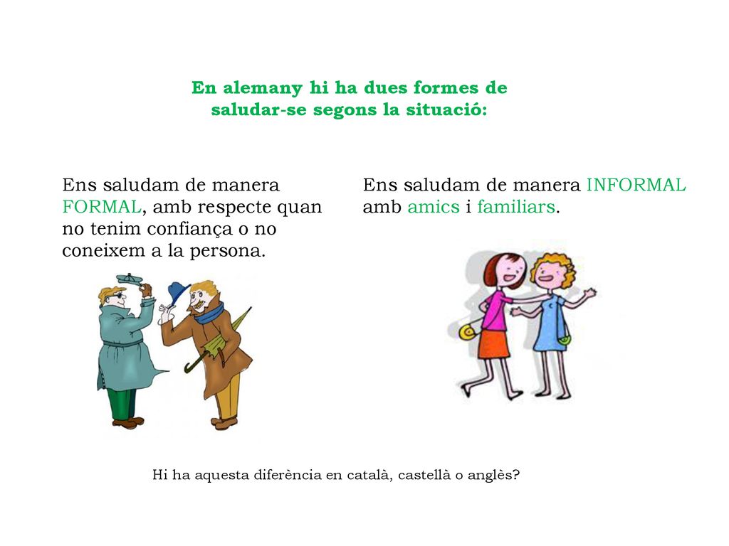 En alemany hi ha dues formes de saludar-se segons la situació: