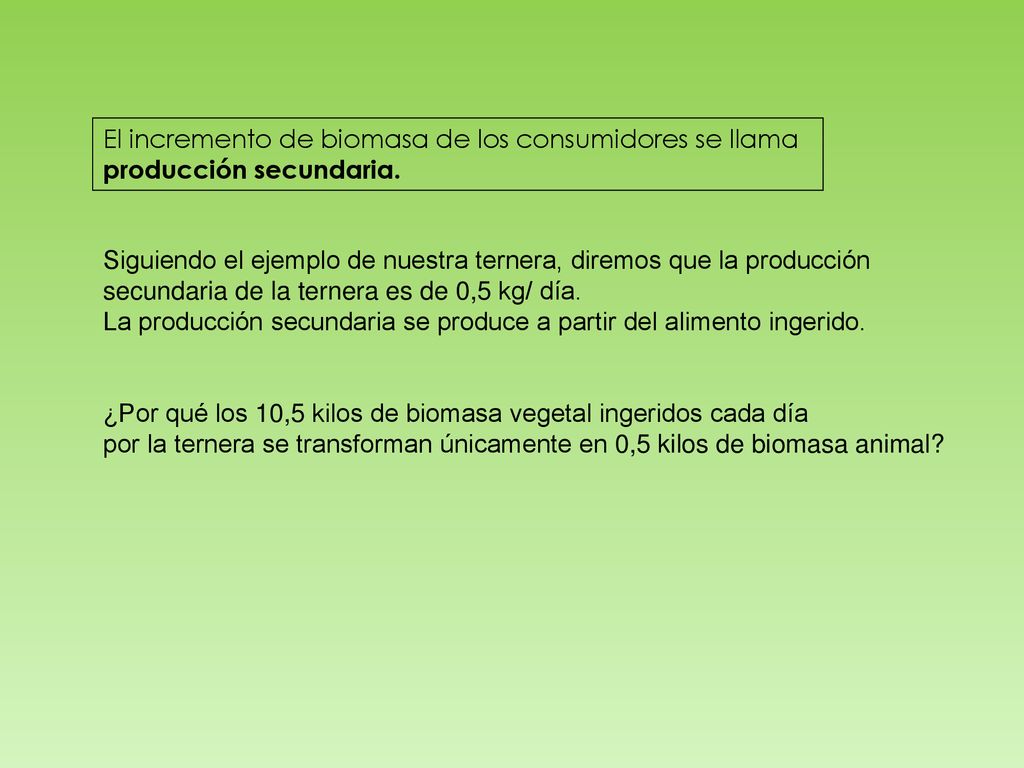 El incremento de biomasa de los consumidores se llama