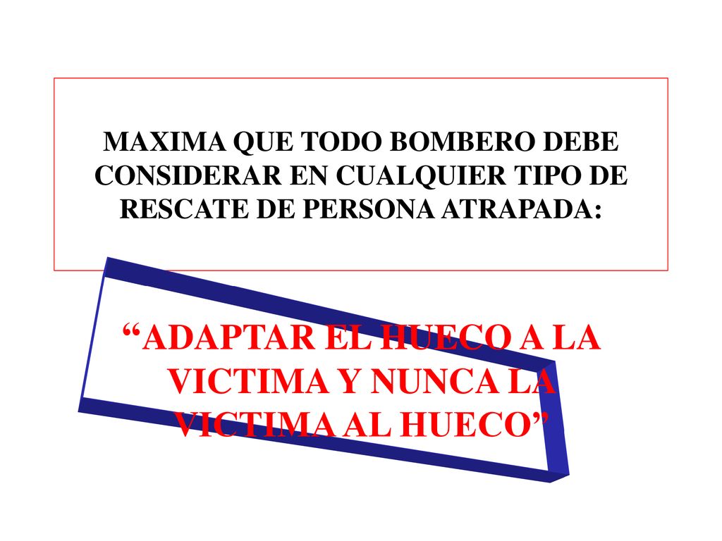ADAPTAR EL HUECO A LA VICTIMA Y NUNCA LA VICTIMA AL HUECO
