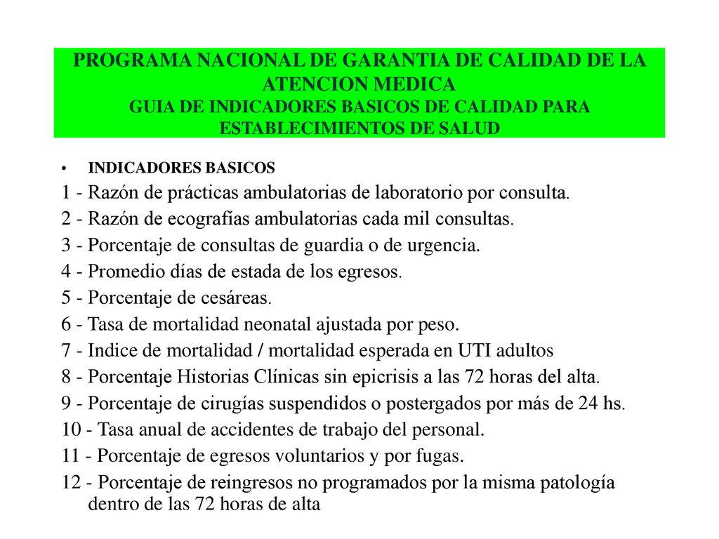 1 - Razón de prácticas ambulatorias de laboratorio por consulta.