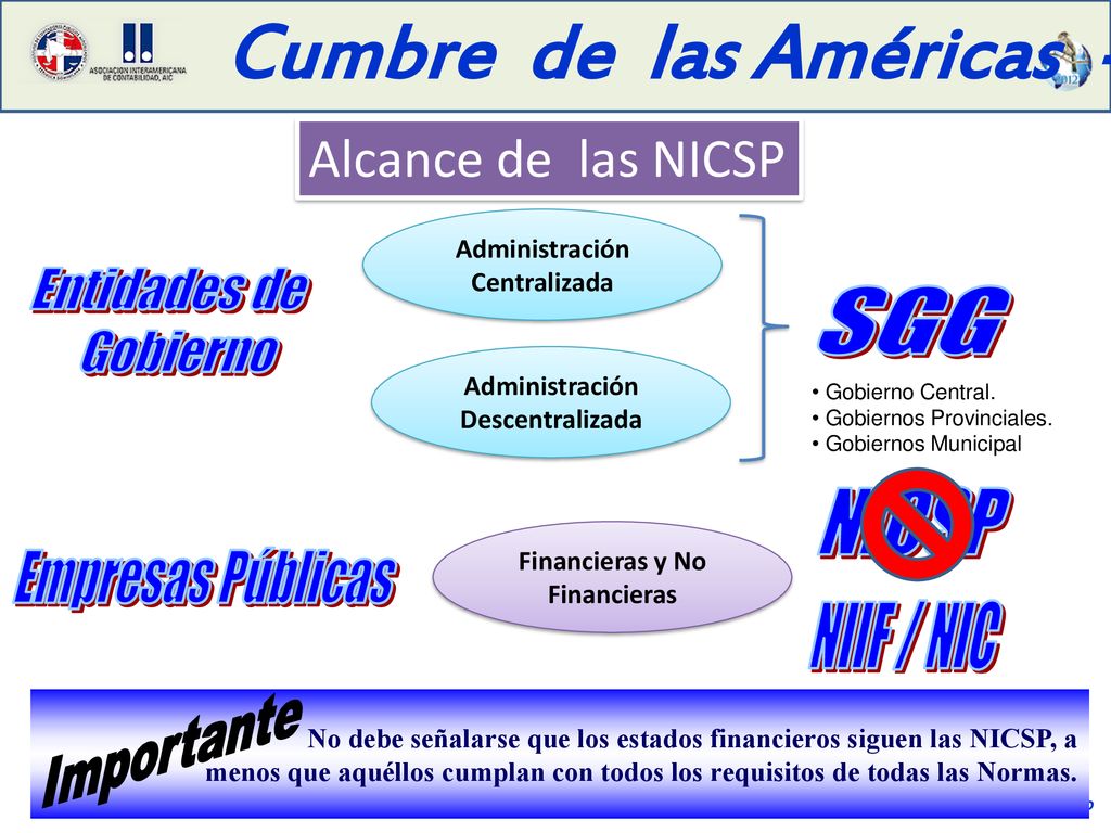 Alcance de las NICSP Entidades de SGG Gobierno NICSP NIIF / NIC