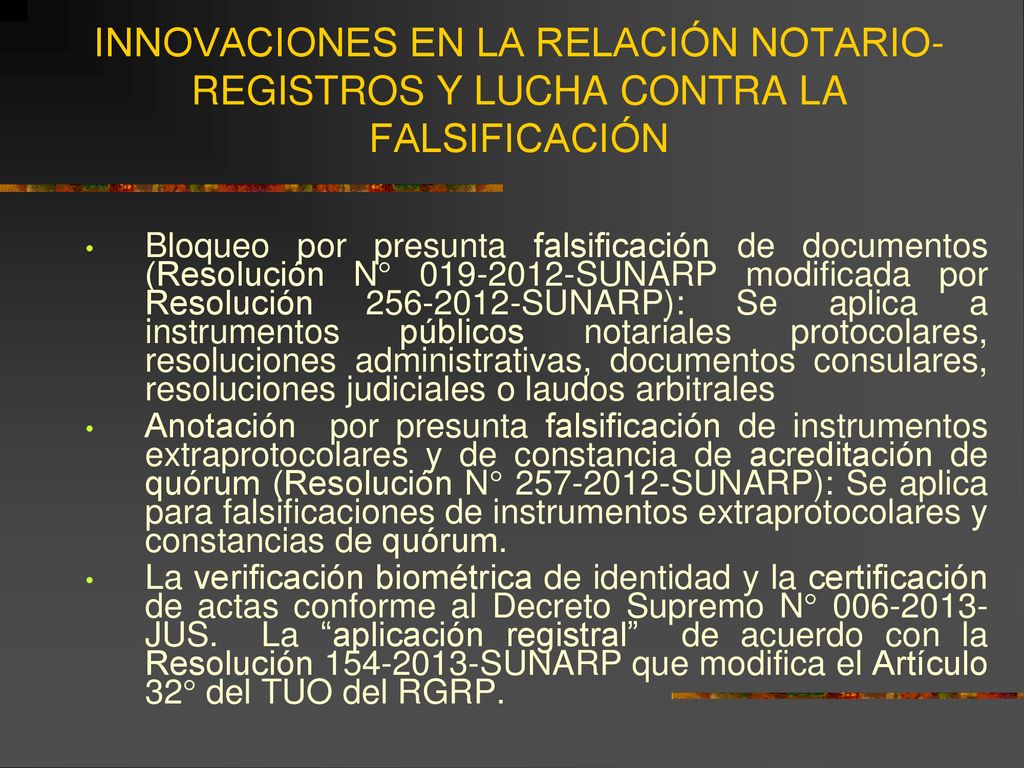 INNOVACIONES EN LA RELACIÓN NOTARIO- REGISTROS Y LUCHA CONTRA LA FALSIFICACIÓN
