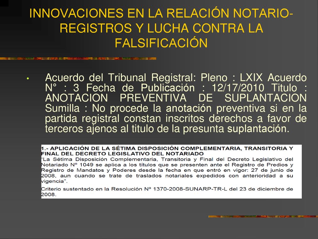 INNOVACIONES EN LA RELACIÓN NOTARIO- REGISTROS Y LUCHA CONTRA LA FALSIFICACIÓN
