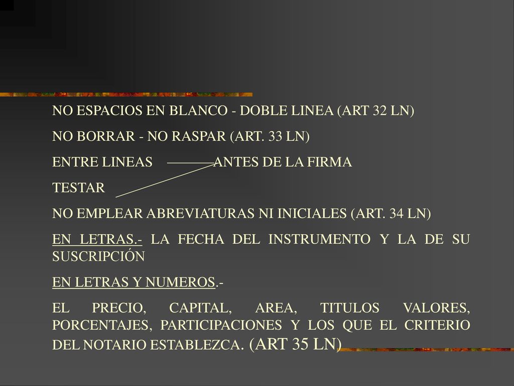 NO ESPACIOS EN BLANCO - DOBLE LINEA (ART 32 LN)
